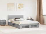 Bed Frame Grey Sonoma 137 x 203 cm Engineered Wood 3408772
