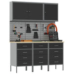 Work Bench with Drawer 8 pcs Black 150 x 55 x 200 cm Steel 3321434