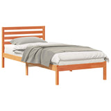 Bed Frame with Headboard Wax Brown 100 x 220 cm Solid Pine Wood 872331