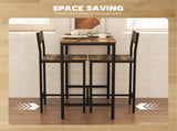 3-Piece Bar Table Set with 2 Stools, Industrial Breakfast Bar Set with Footrest, Backrest for Dining T3398P555127