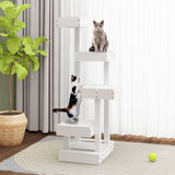 Cat Tree White 45.5x49x103 cm Solid Wood Pine 824649