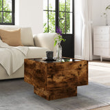 ZNTS Side Table with LED Smoked Oak 40x40x30 cm Engineered Wood 847501