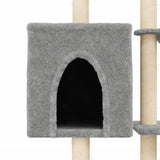 Cat Tree with Sisal Scratching Posts Light Grey 145 cm 172095