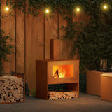 Fire Pit Brown 60 x 40 x 96 cm Weathering Steel 858935