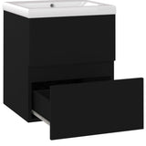 Sink Cabinet with Built-in Basin Black Engineered Wood 3071532
