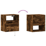 ZNTS Wall-mounted Bedside Cabinet with LED Lights Smoked Oak 3307983