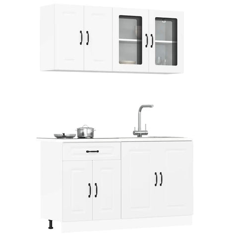 ZNTS 4 Piece Kitchen Cabinet Set Kalmar White Engineered Wood 3314851