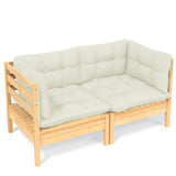 2-Seater Garden Sofa with Cream Cushions Solid Pinewood 3096010