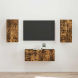 TV Cabinet Set Wall-mounted 2 pcs Smoked Oak Engineered Wood 3408966