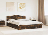 Bed Frame with Drawer Smoked Oak 140 x 190 cm Engineered Wood 3413607