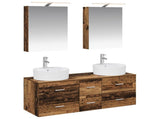Bathroom Furniture Set 5 pcs Old Wood Engineered Wood and Glass 3406917