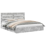 Storage Bed Concrete Grey 200 x 200 cm Engineered Wood 3411875