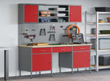 Work Cabinet 7 pcs Red and Grey Engineered Wood and Steel 3321455