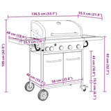 Gas BBQ Grill with 5 Burners Black Powder-coated Steel 367586