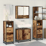 Bathroom Furniture Set with Door 4 pcs Old Wood Engineered Wood 3402509