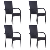 Garden Dining Set Black Poly Rattan Standard Foldable 3156668