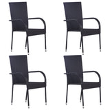 ZNTS 5 Piece Garden Dining Set Poly Rattan Black 3072492