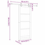 Sliding Door Manual White 83 x 202 cm Solid pine wood and steel 3333560