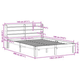 ZNTS Bed Frame with Headboard without Mattress 135x190 cm Double 3306778