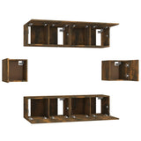 6 Piece TV Cabinet Set Smoked Oak Engineered Wood 3120266