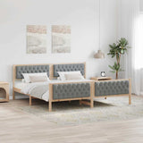 Bed Frame Light Grey 200 x 200 cm Solid Pine Wood 3394268
