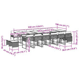 17 Piece Garden Dining Set with Cushions Grey Poly Rattan 3211364