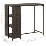 Bar Table with Storage Rack Brown 120x60x110 cm Poly Rattan 313475