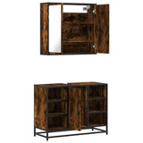 2 Piece Bathroom Furniture Set Smoked Oak Engineered Wood 3300912
