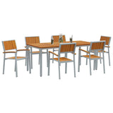 Garden Dining Set 7 pcs Grey Solid Acacia Wood 3284426