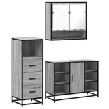 3 Piece Bathroom Furniture Set Grey Sonoma Engineered Wood 3301063