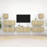 7 Piece TV Cabinet Set Sonoma Oak Engineered Wood 3079028