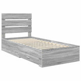 Bed Frame with Drawer Grey Sonoma 100 x 200 cm Engineered Wood 3412009