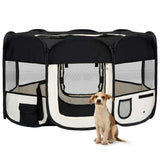 Foldable Dog Playpen with Carrying Bag Black 145x145x61 cm 171008