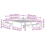 Bed Frame with Drawers Black oak 140 x 190 cm Engineered wood 3333974