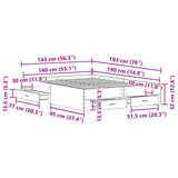 Bed Frame with Drawers Black oak 140 x 190 cm Engineered wood 3333974