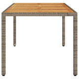 Garden Table with Acacia Wood Top Grey 190x90x75 cm Poly Rattan 365542