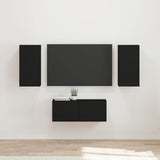 TV Cabinet Set Wall-mounted 6 pcs Black Engineered Wood 3409061