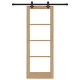 Sliding Door Natural 73.5 x 198.5 cm Solid Pine Wood and Glass 3332267