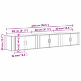 Wall-mounted TV Cabinet Set 3 pcs Black Oak 80 x 34.5 x 40 cm 3415599