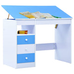 ZNTS Children Drawing Study Desk Tiltable Blue and White 287446