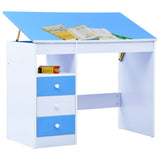 ZNTS Children Drawing Study Desk Tiltable Blue and White 287446