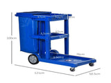 Janitor Cleaning Trolley, with Bin, Shelves and Hooks - Blue T3398P328340