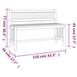 ZNTS Garden Bench 110 cm Solid Wood Eucalyptus 363290