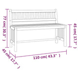 ZNTS Garden Bench 110 cm Solid Wood Eucalyptus 363290