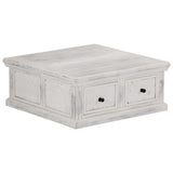 Coffee Table White Solid Mango Wood 70 cm x 70 cm x 30 cm 249872