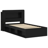Bed Frame with Storage Black 100 x 200 cm Engineered Wood 3433447