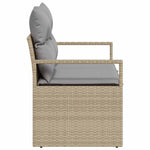Garden Sofa with Cushion Beige 120 x 62 x 69cm Poly Rattan 42006765