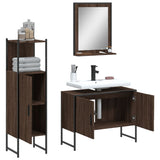 3 Piece Bathroom Cabinet Set Brown Oak Engineered Wood 3214353