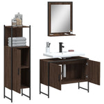 ZNTS 3 Piece Bathroom Cabinet Set Brown Oak Engineered Wood 3214353