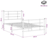 Metal Bed Frame without Mattress with Footboard Black 100x200cm 355574